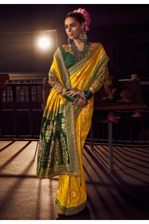 Yellow viscose saree with blouse 6904