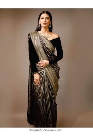 Bollywood Shruthi Hassan inspired Black silk saree