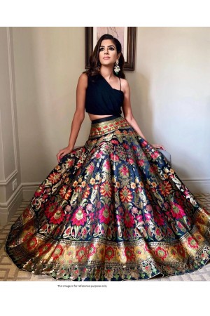 Bollywood Model Black banarasi silk lehenga