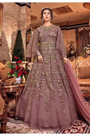 Light purple net embroidered Wedding anarkali