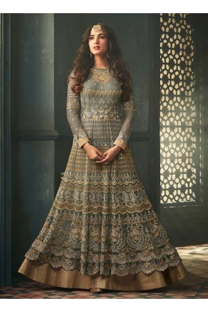 Sonal Chauhan Grey net wedding anarkali