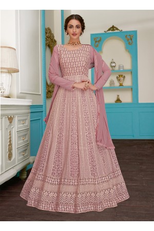 Pink Georgette Party Wear Embroidery Work Anarkali Suit