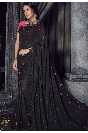 Black Color net designer party wear saree