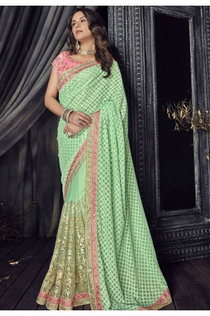 Green Color Lucknowi designer party wear saree