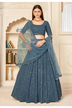 Grey net embroidered lehenga choli 1804