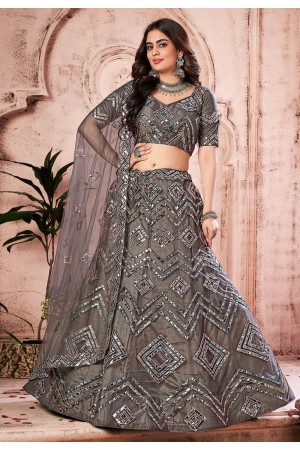 Grey net lehenga choli 1094