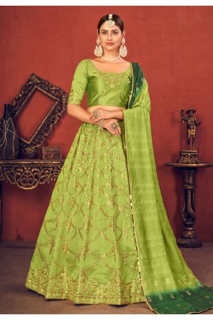 Light green art silk sequins work lehenga choli 1766