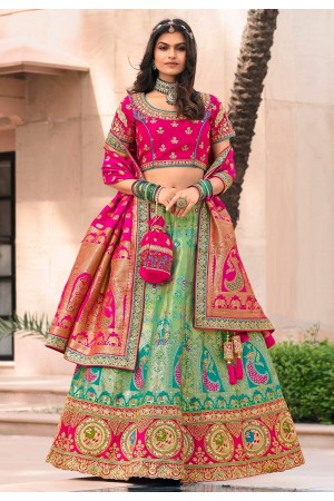 Light green banarasi silk embroidered lehenga choli 10120