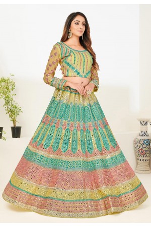 Light green georgette embroidered lehenga choli 1142