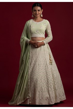 Light green georgette lehenga choli 8004