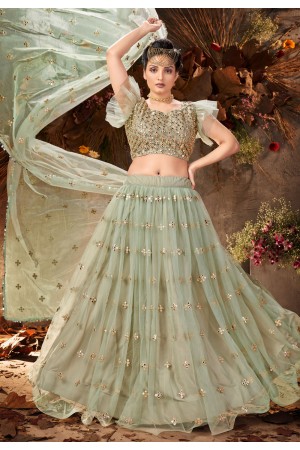 Light green net designer lehenga choli 1066