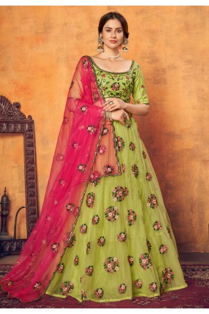 Light green net embroidered lehenga choli 1752