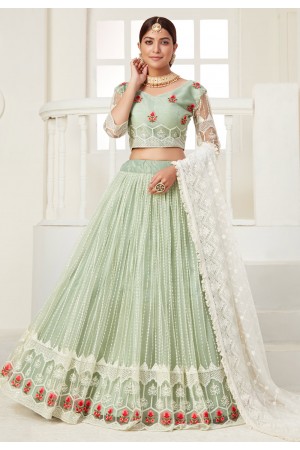 Light green net embroidered lehenga choli 3003