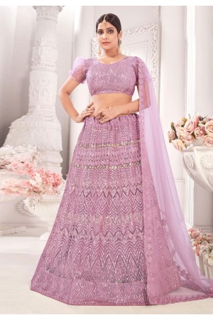 Light purple net sequins work lehenga choli 126644