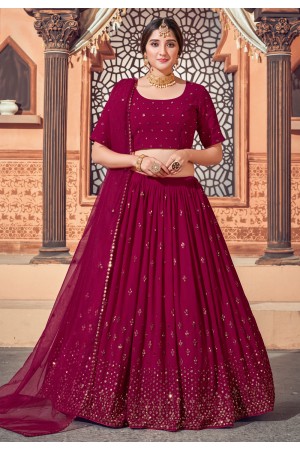 Magenta georgette sequins work lehenga choli 1723