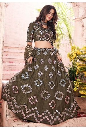 Mehndi net lehenga choli 1092