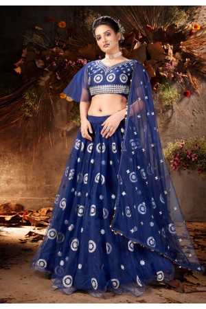 Navy blue net designer lehenga choli 1067