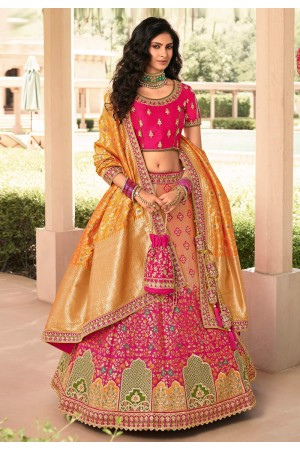 Peach banarasi silk embroidered lehenga choli 10126