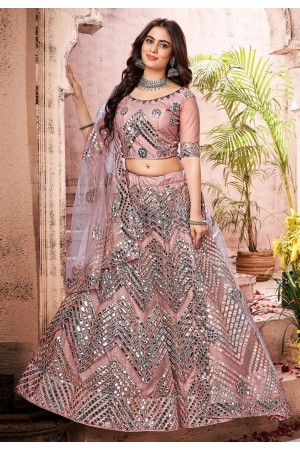 Pink net lehenga choli 1095