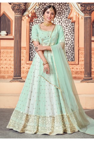 Sea green georgette sequins work lehenga choli 1726