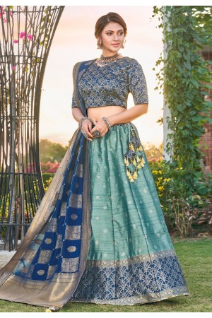 Sky blue silk lehenga choli 2315