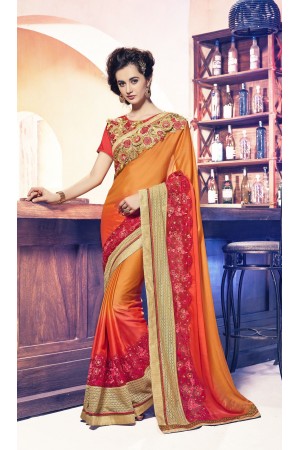 Party-wear-orange-red-11-color-saree