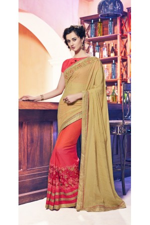 Party-wear-red-beige-11-color-saree