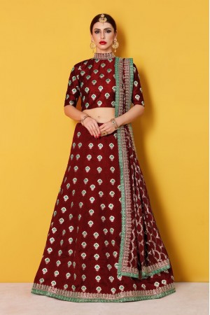 Maroon Art Silk Indian wedding wear lehenga choli 607