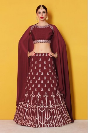 Maroon art silk Indian wedding wear lehenga choli 511