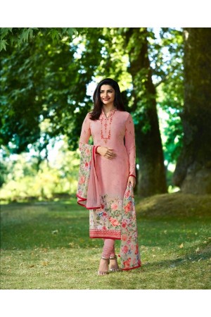 Prachi Desai Light pink Crepe silk straight cut Indian Churidar 7893
