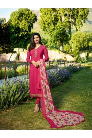 Prachi Desai Pink Crepe silk straight cut Indian Churidar 7899