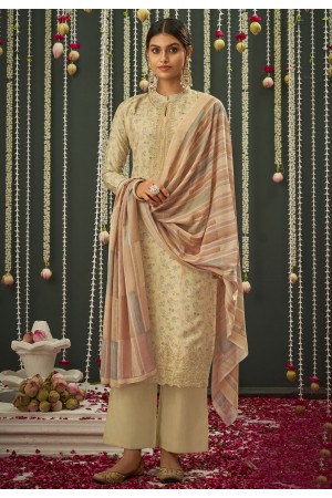 Beige cotton silk palazzo suit 3722