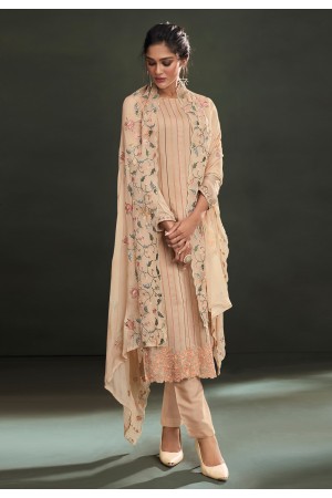 Beige muslin pant style suit 1116