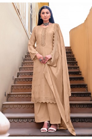 Beige viscose kameez with palazzo 3169