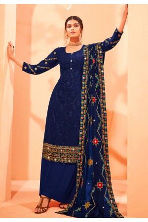 Blue georgette palazzo suit 846