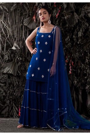 Blue georgette sharara suit 15001