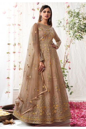 Brown net long anarkali suit 5303