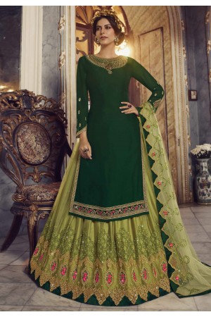 Green georgette indo western lehenga choli 23027