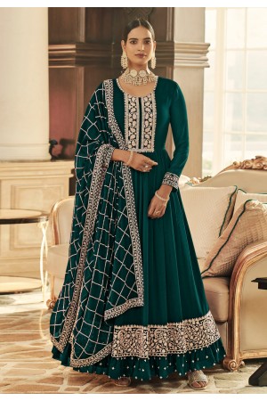 Green georgette readymade abaya style anarkali suit 148336