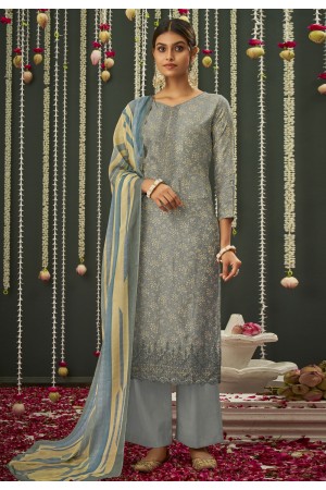 Grey cotton silk kameez with palazzo 3723