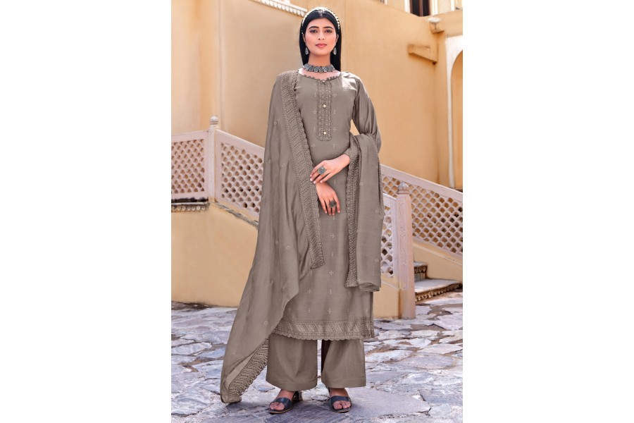 Grey Soarer Crape Palazzo Suit main image 1