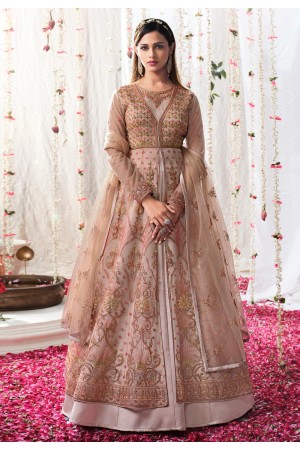 Light pink net center slit anarkali suit 5306