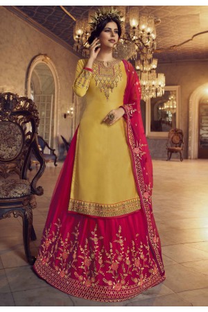 Magenta georgette indo western lehenga choli 23023