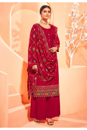 Magenta georgette kameez with palazzo 841