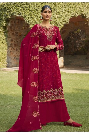 Magenta georgette palazzo suit 784