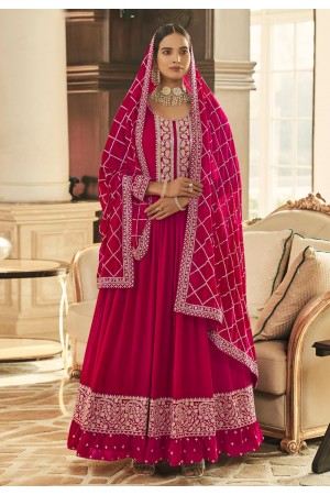 Magenta georgette readymade long anarkali suit 148337