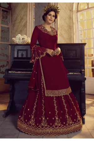 Maroon georgette indo western lehenga choli 23021