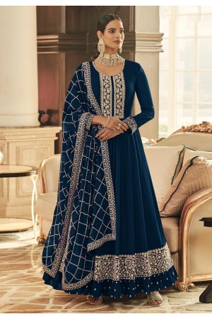 Navy blue georgette readymade abaya style anarkali suit 148338