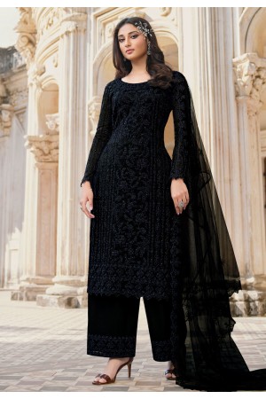 Navy blue net palazzo suit 3307