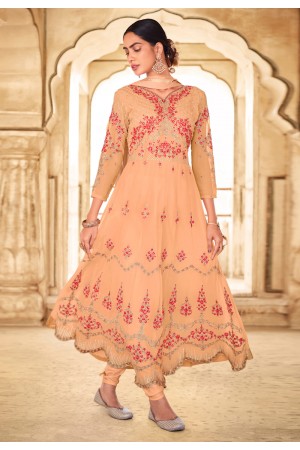 Peach faux georgette anarkali suit 1003